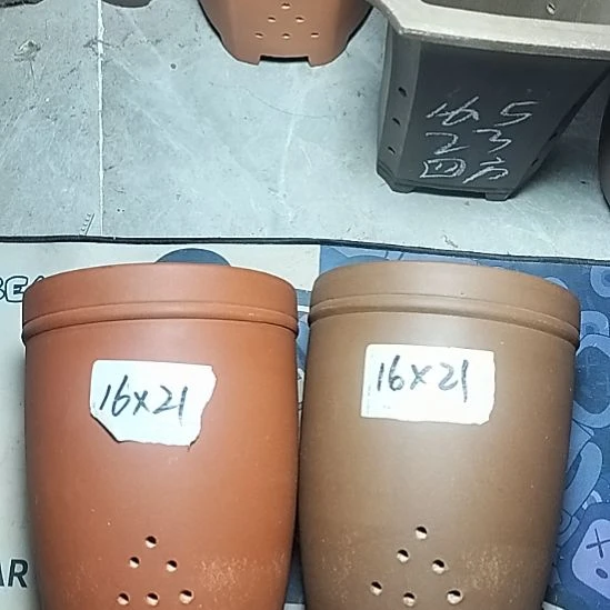 红泥紫泥三线两个花盆