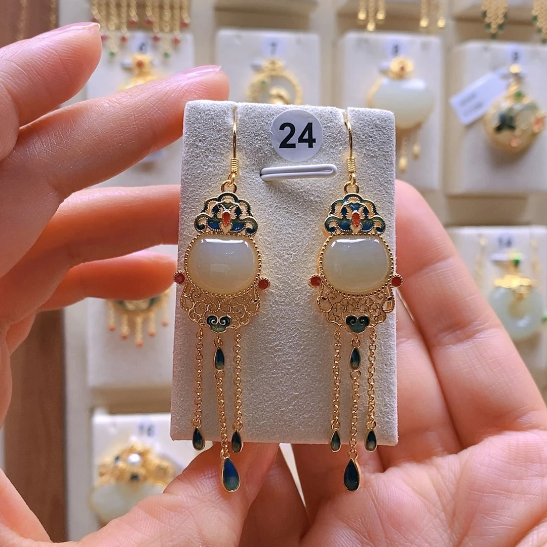 和田玉颈饰银S925镶嵌