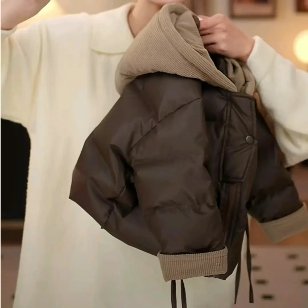 儿童棉衣2025冬季男童加厚棉服韩版洋气连帽棉衣儿童休闲时尚外套