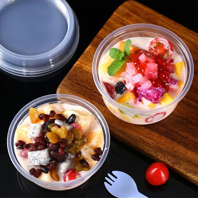 冰粉专用碗一次性芋圆烧仙草西米露水果捞打包盒商用高档餐盒圆形