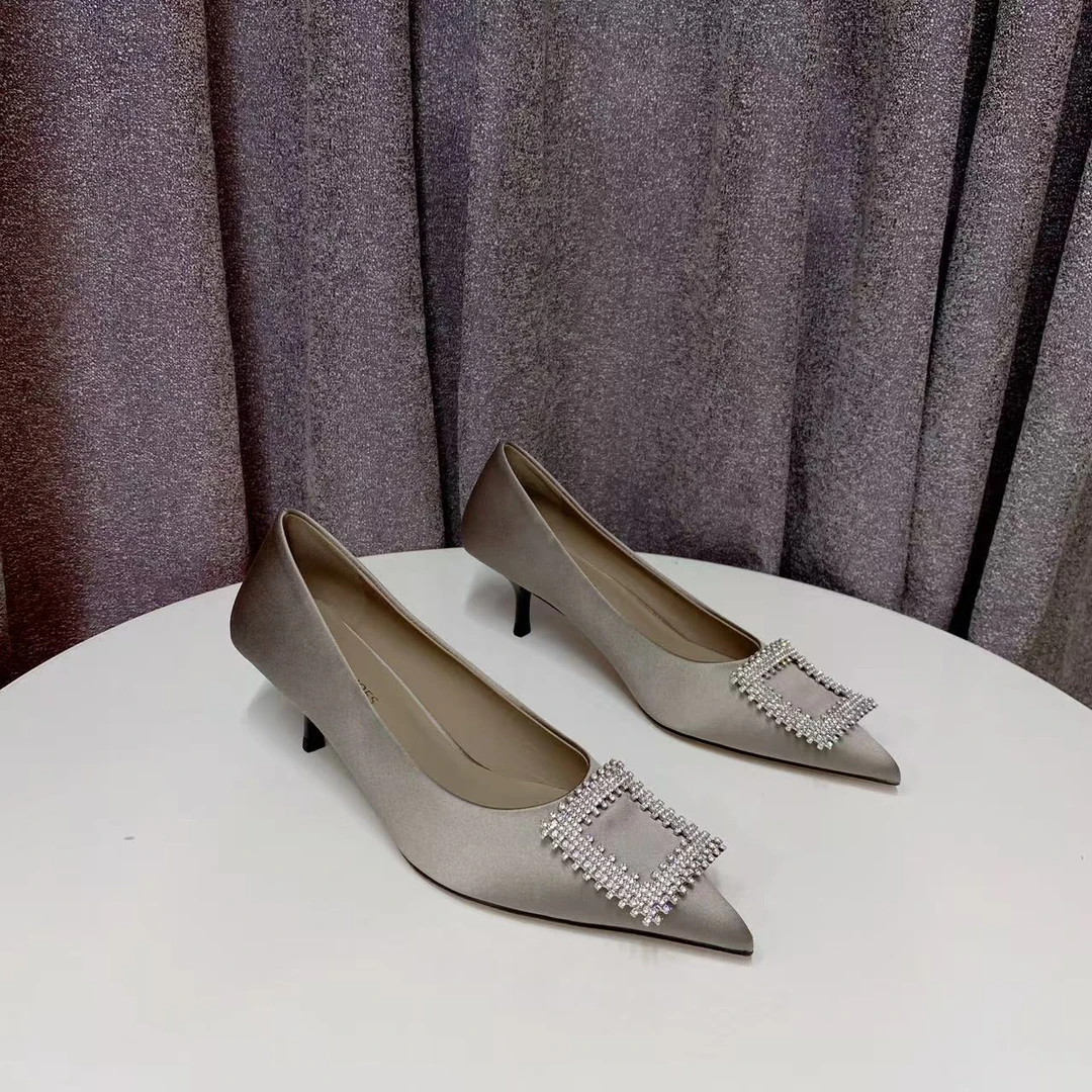 【表弟严选】C3353 灰色 高端时尚尖头气质细跟浅口女单鞋