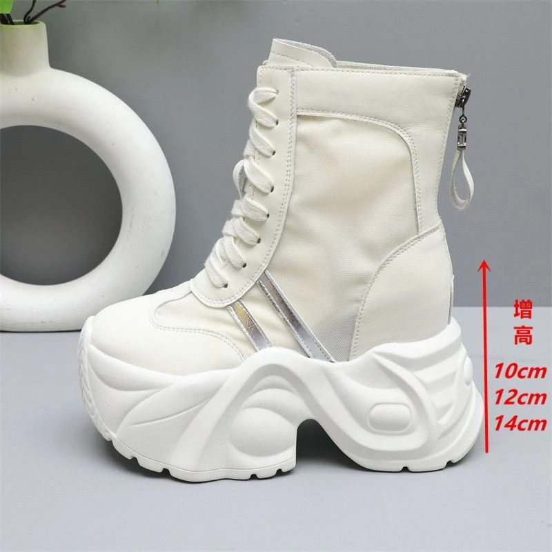 网红厚底10-14CM内增高老爹鞋女夏季款网面透气小白鞋运动休闲鞋