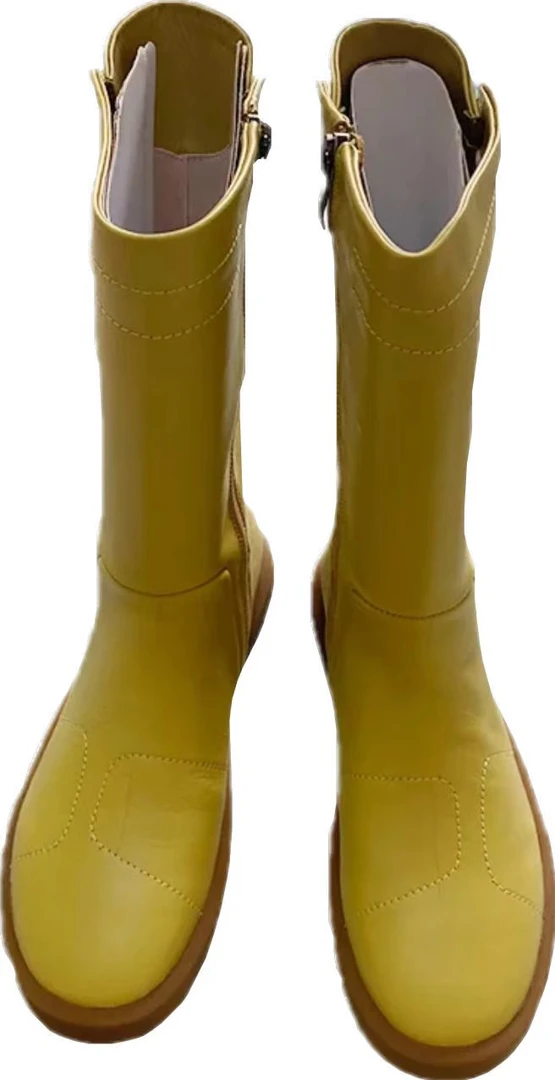 【N T Liu定制款】新款英式复古真皮黄色休闲靴女靴 X1983