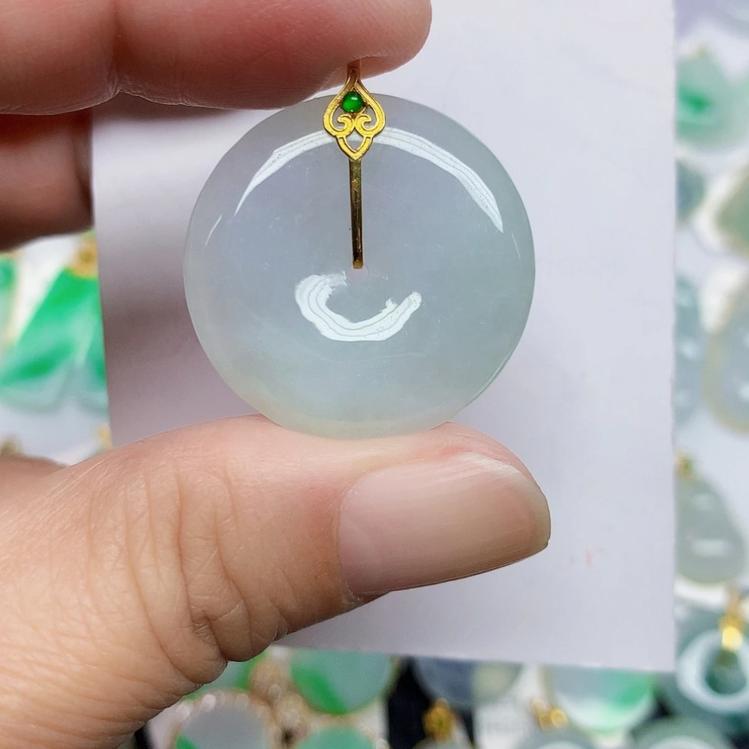 翡翠18K金镶嵌颈饰357885