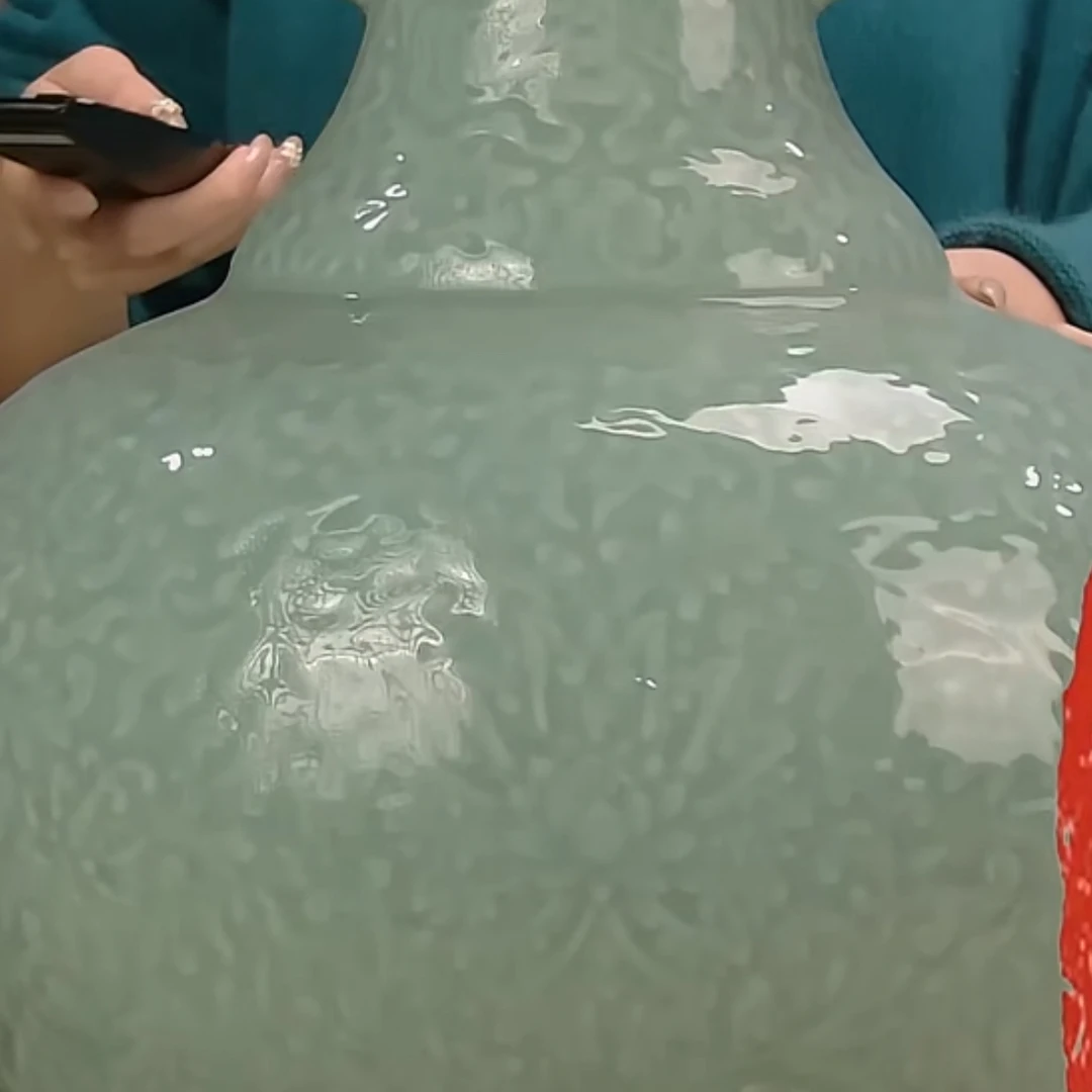 收藏/古玩清豆青釉双耳赏瓶