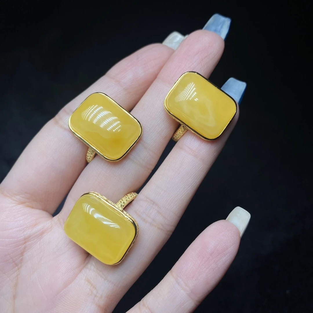 【云上好物】S925银蜜蜡戒指-多样性发其一-13*18mm-DS82044-25（JG）