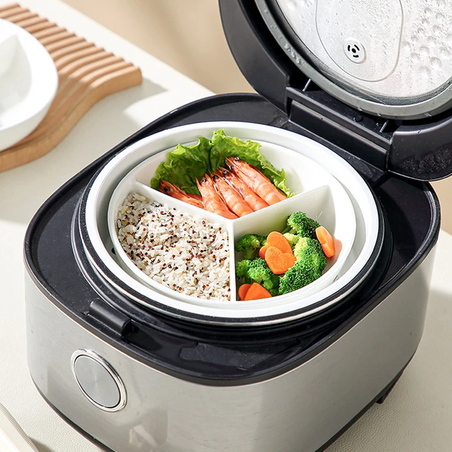 电饭锅蒸锅专用碗蒸碗陶瓷一锅三蒸扇形蒸蛋碗家用蒸格蒸笼盘分格