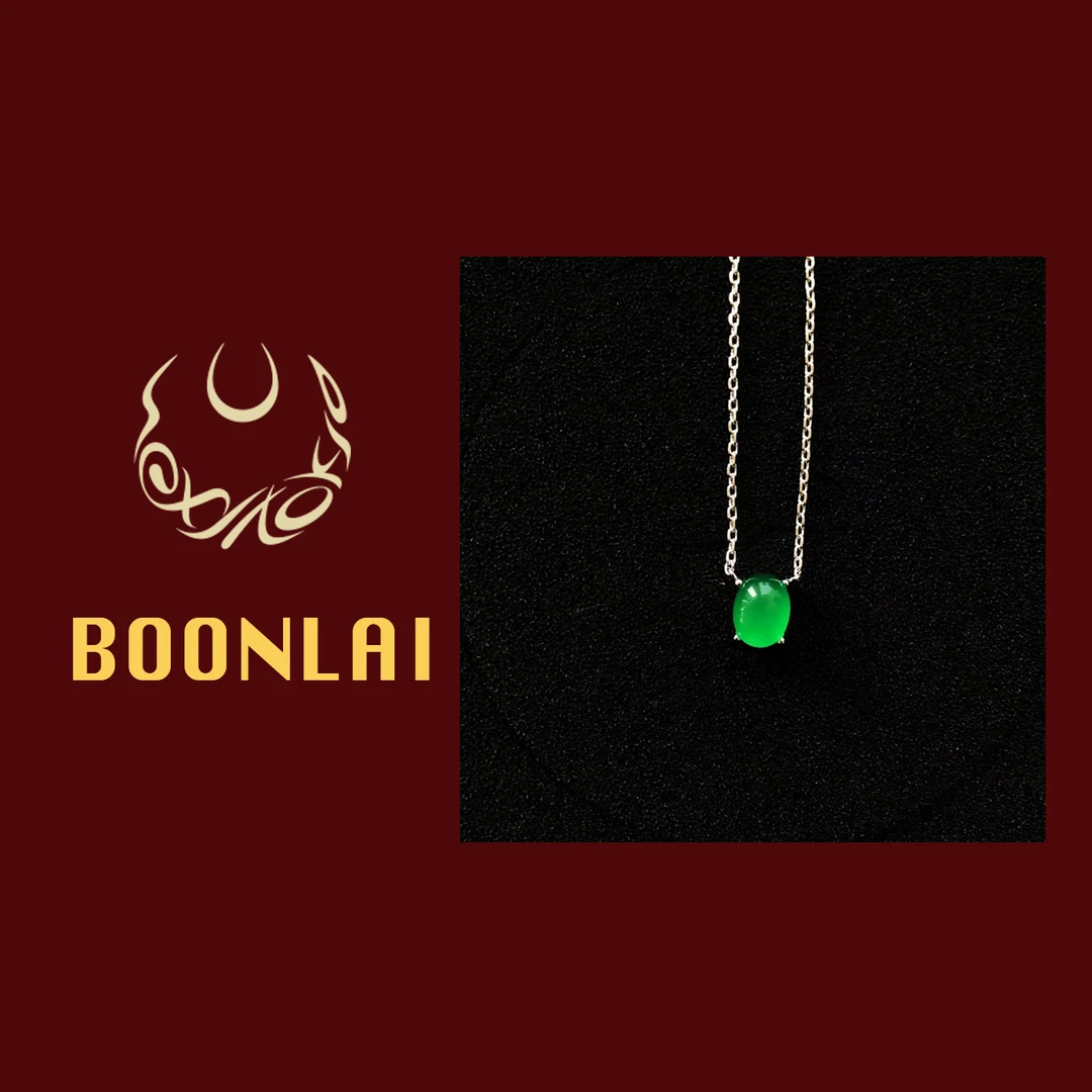 铜合金项链 Boonlai 国风新中式绿色精致小椭圆项链452