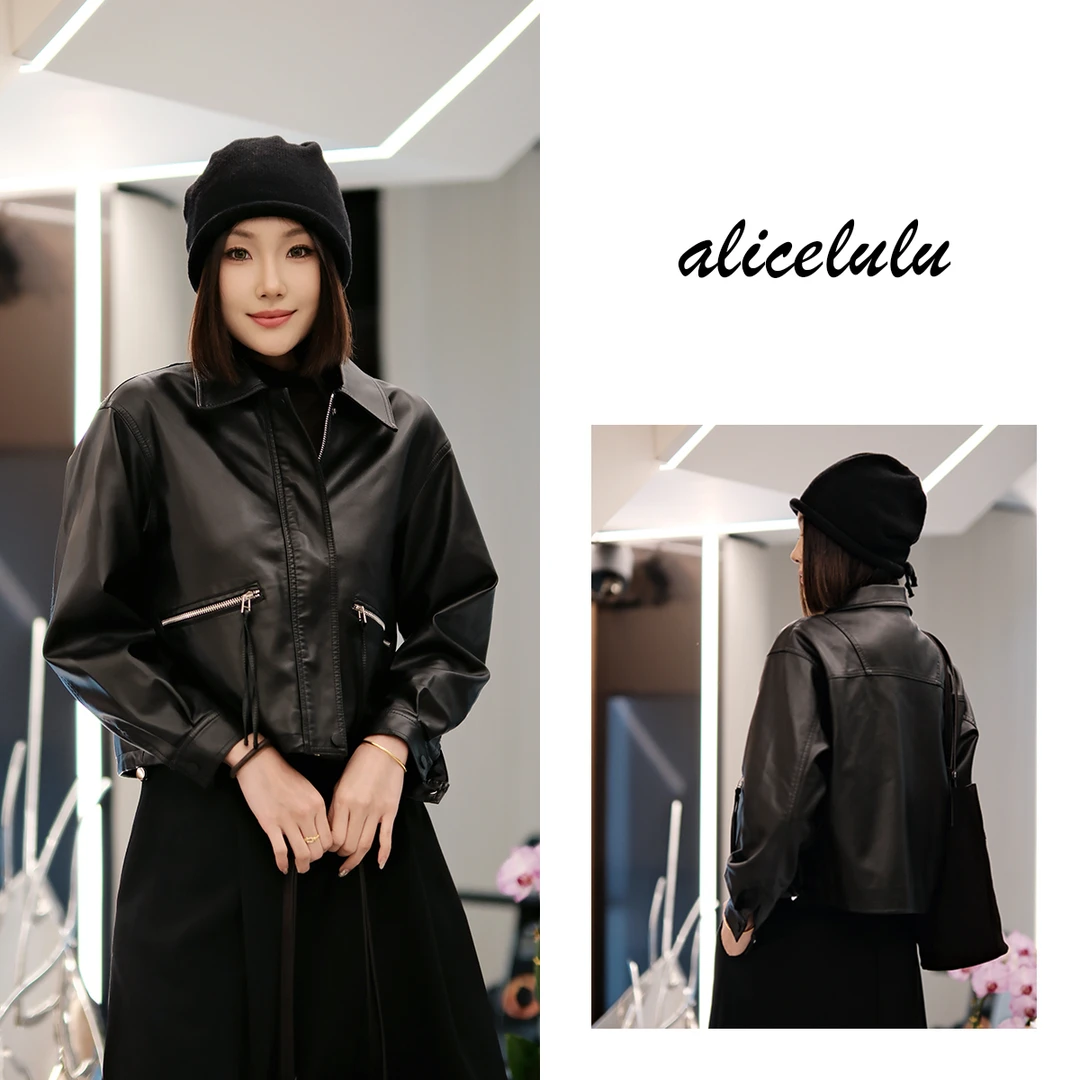 1 ALICE 酷姐日常短外套 松紧显瘦 时髦皮质 S2142001Tr
