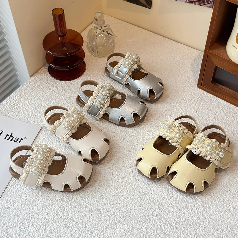 女童公主罗马凉鞋2025夏季新款蝴蝶结水钻百搭小女孩中大童沙滩鞋