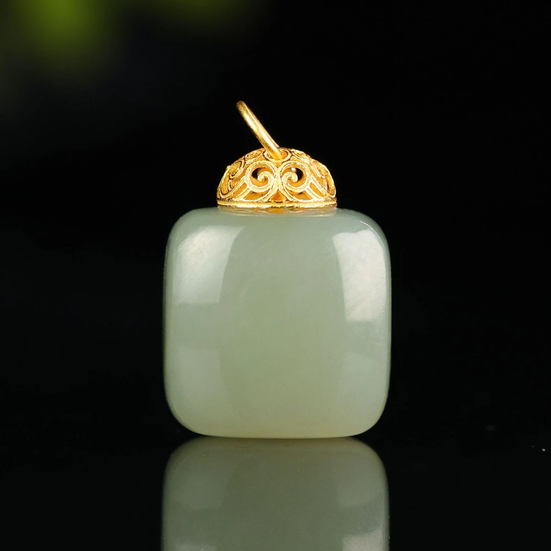 方糖/S925银镶和田玉且末蓝吊坠