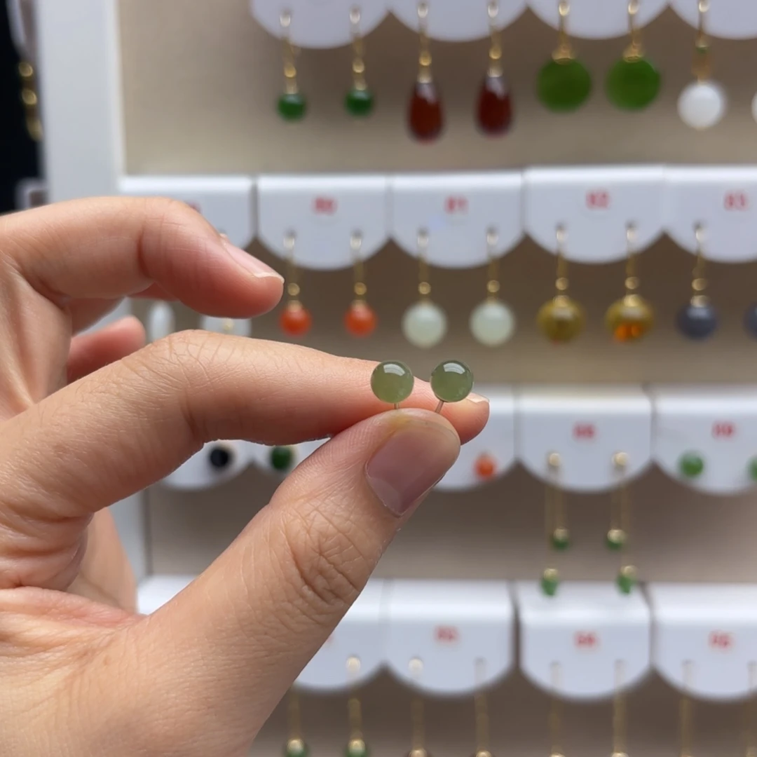 银S925镶嵌和田玉耳饰