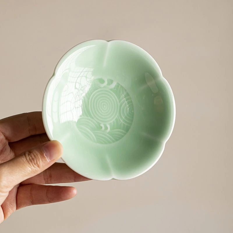 中式点心盘手工陶瓷茶点盘复古茶壶壶承功夫茶具茶道茶配件干果盘