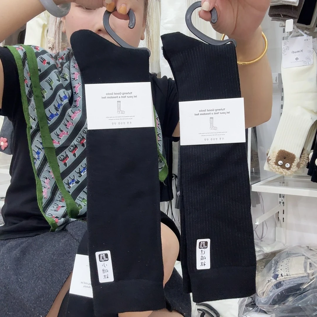 棉黑色过膝袜一双小腿袜一双