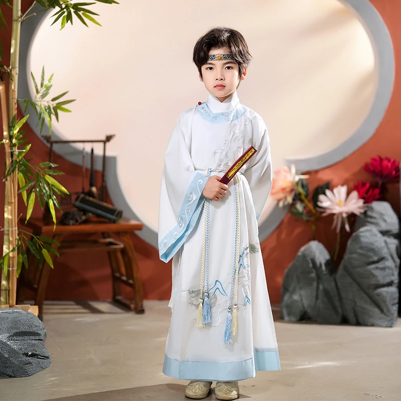 男童汉服2025龙年夏季新款唐装刺绣儿童古装公子服演出服套装批发