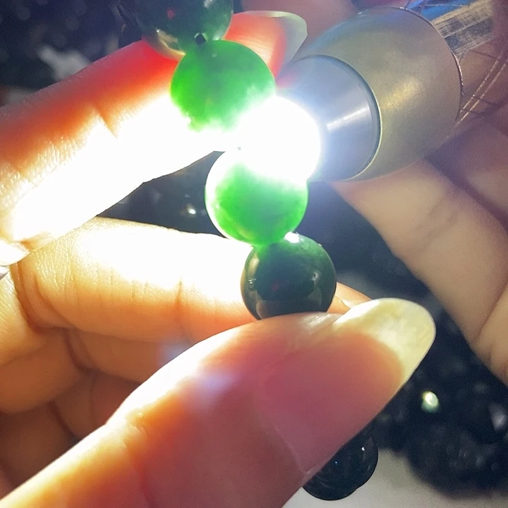 翡翠未镶嵌手链墨翠11