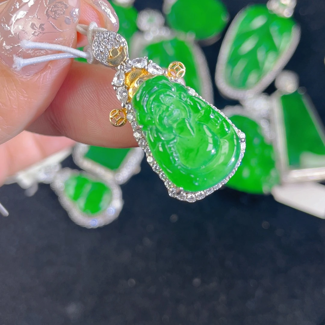 翡翠吊坠(不含链)银S925镶嵌