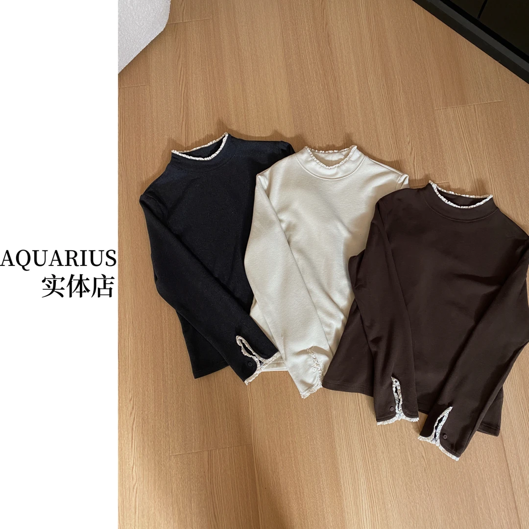 【AQUARIUS 】（简约温柔）花边领保暖长袖打底7927