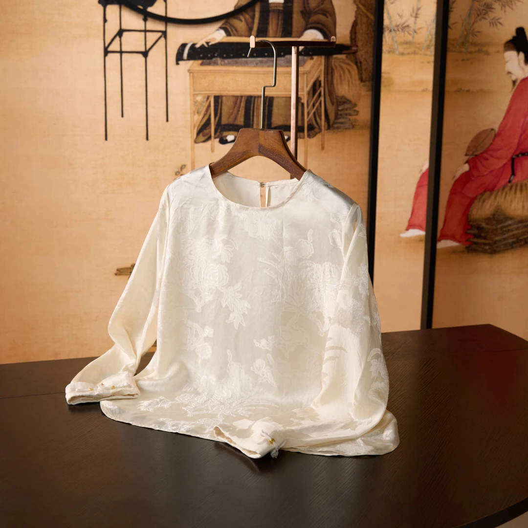 新中式国风提花光衬衣长袖上衣V24L131