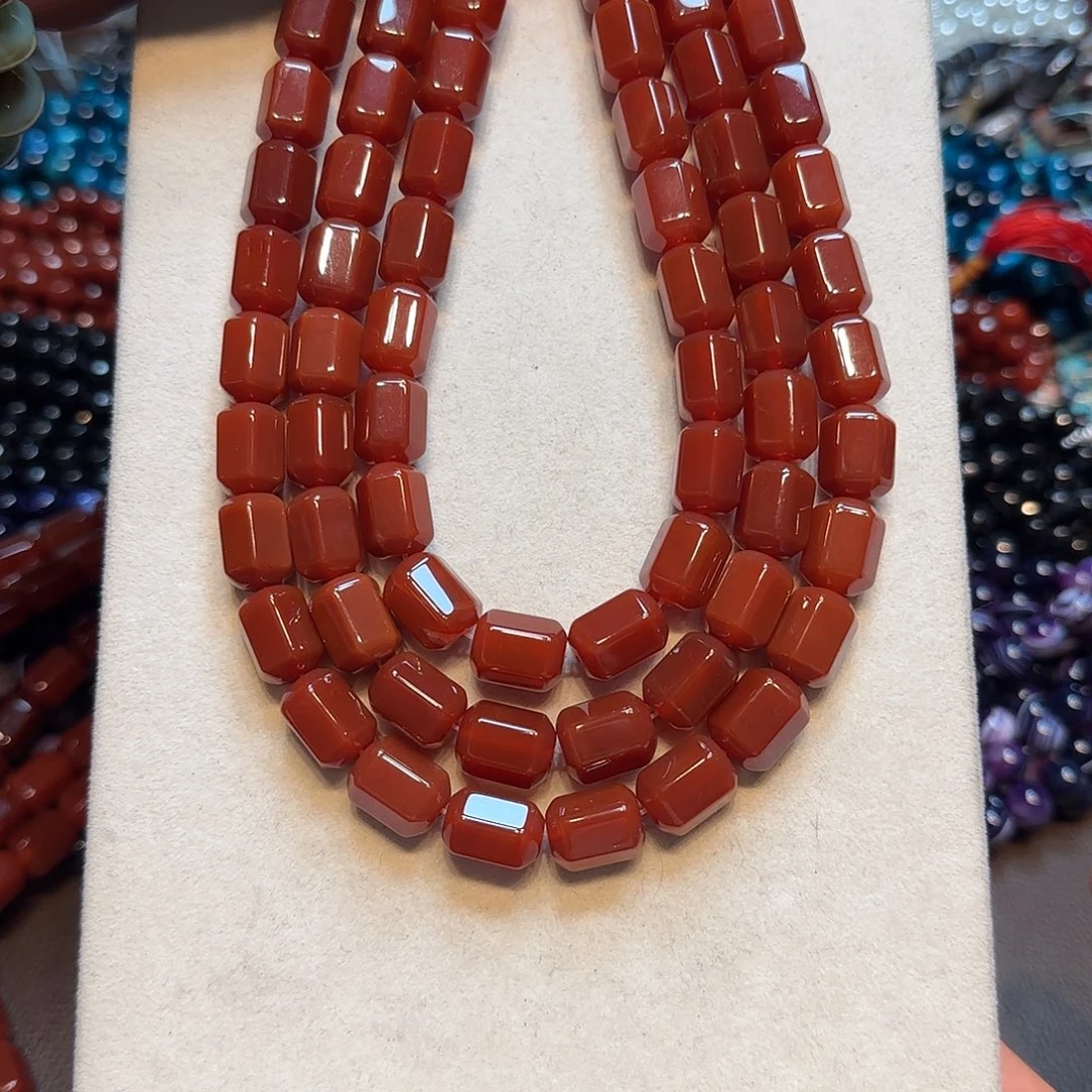 玛瑙/玉髓未镶嵌珠宝半成品10✖️14mm红玛瑙六角切一条