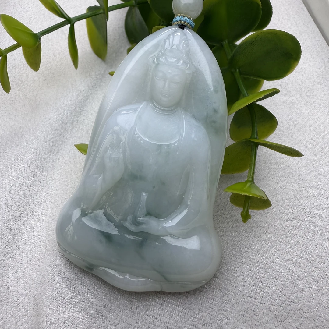 天然缅甸翡翠素衣观音