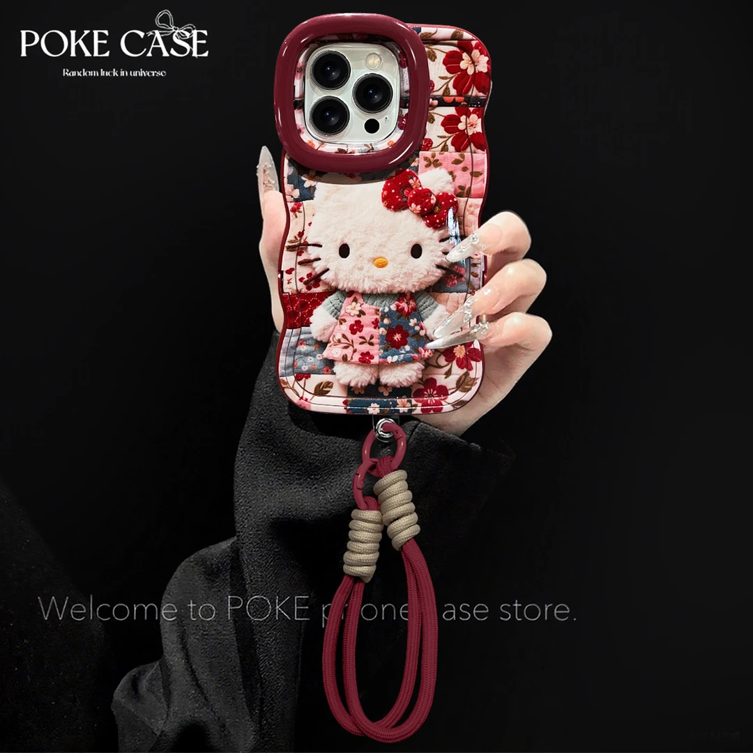 板凳双支架毛绒KT适用苹果17PROMAX华为vivo小米oppo手机壳