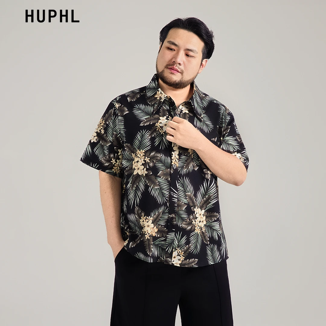夏威夷大码花衬衫男士休闲宽松痞帅风夏季复古印花短袖沙滩衬衣
