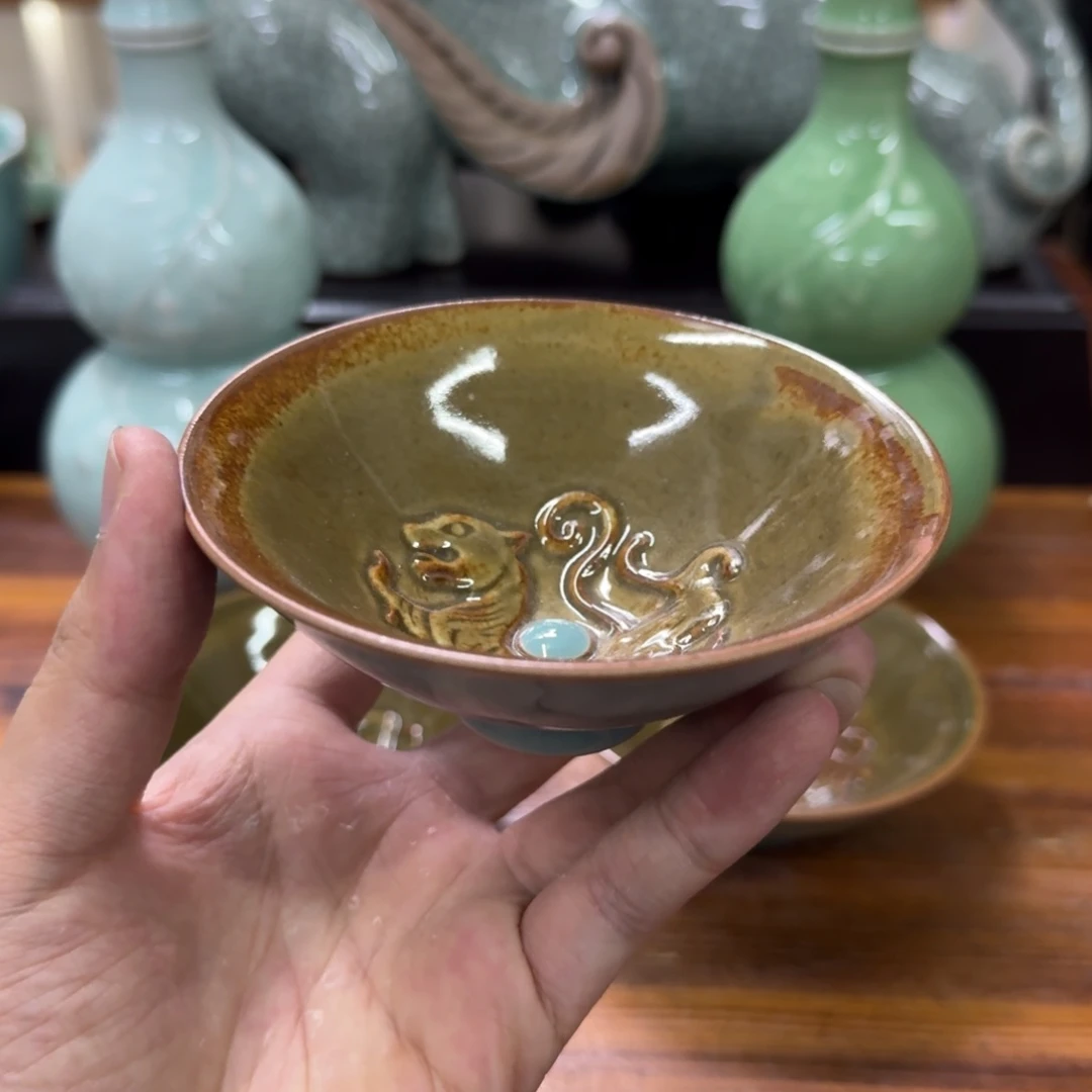 龙泉青瓷茶具微瑕7369白虎