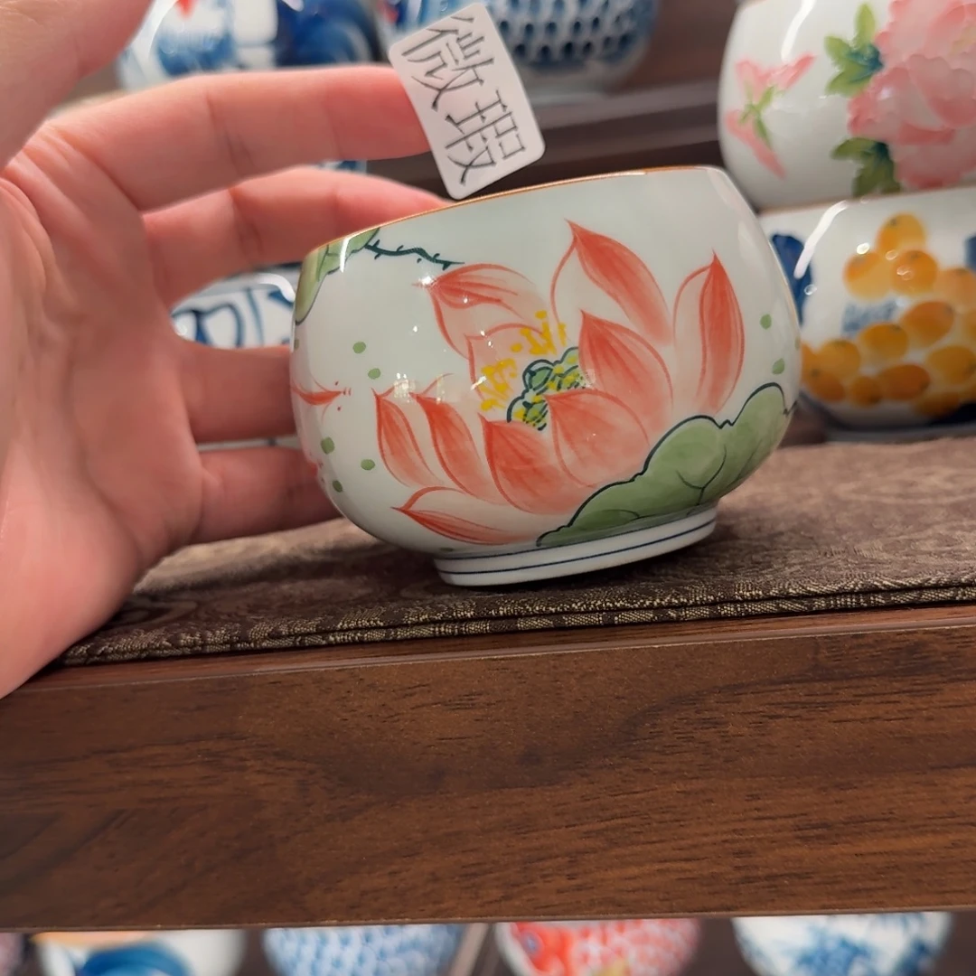 釉下手绘茶具微瑕