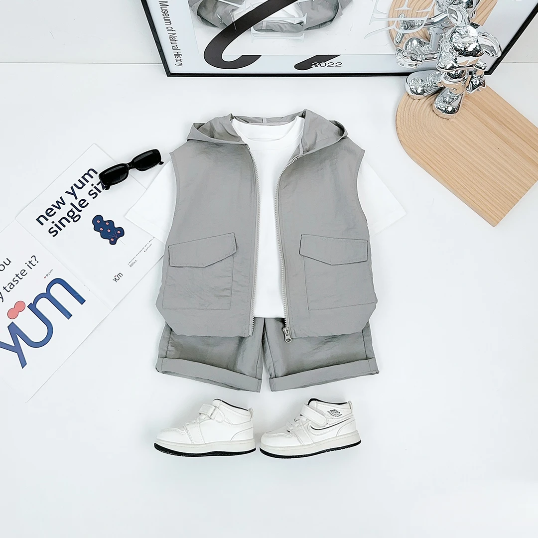 儿童夏季装套装2025新款男童短袖三件套休闲潮YC8557悠悠童话童装