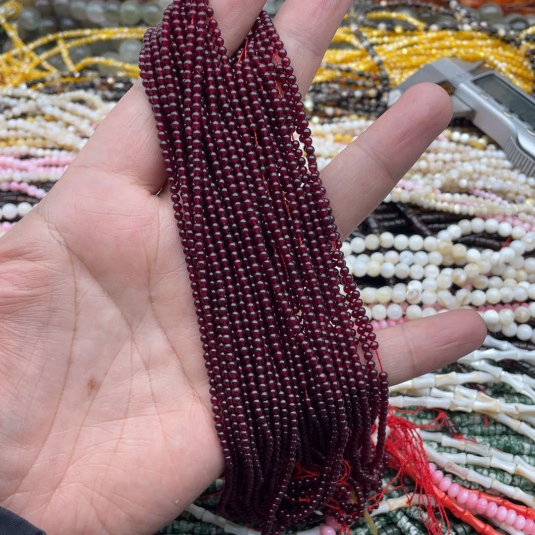 玛瑙/玉髓珠宝半成品未镶嵌一条装2mm石榴石圆珠