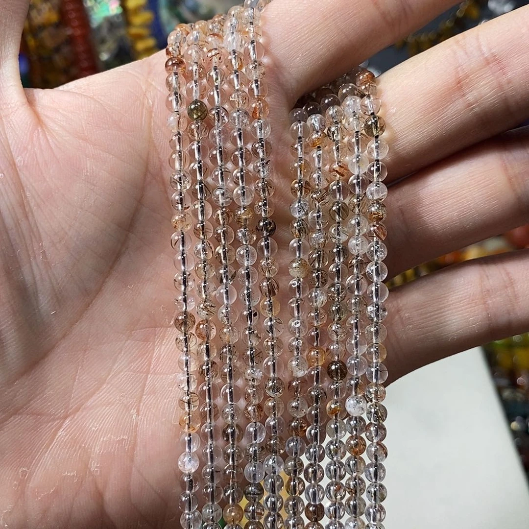 石英质玉未镶嵌，透体黑金超七4mm，