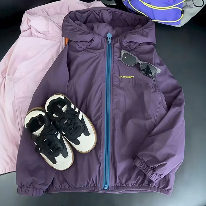 防水春秋加厚透气外套女中大童冲锋衣女童女款夹克秋季2025春秋