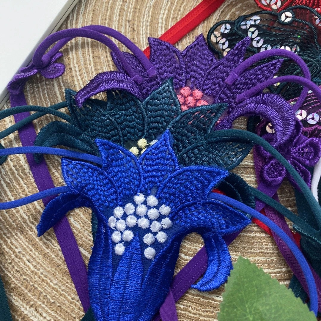 85-125斤时尚刺绣蝴蝶亮片女士室内低腰内裤镂空