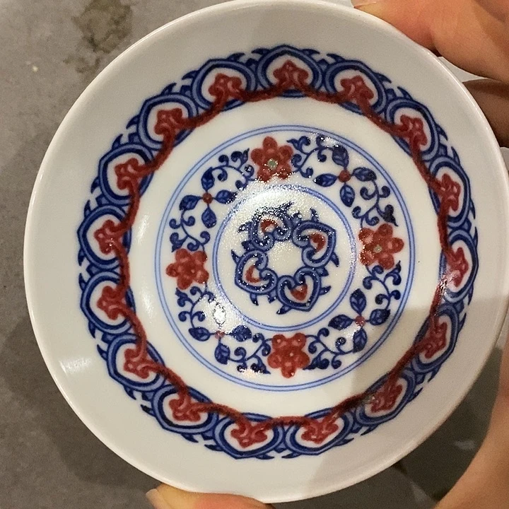 陶摆件青花釉里红宝象单杯