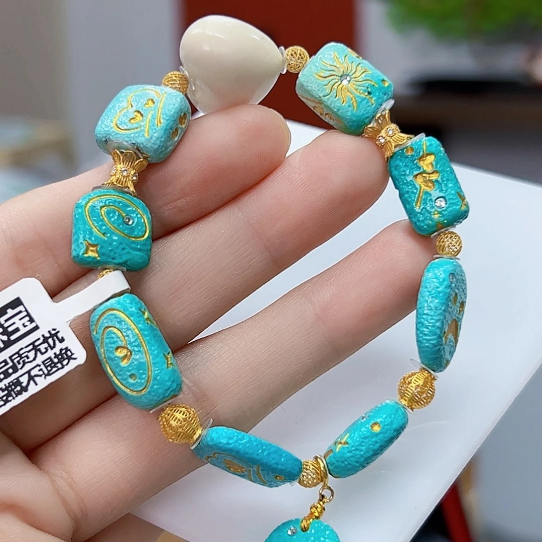 绿松石珠宝奇石18K金镶嵌