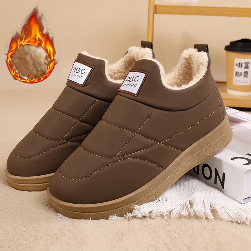 冬季加绒加厚防寒女士棉鞋懒人一脚蹬保暖厚底中老年妈妈鞋