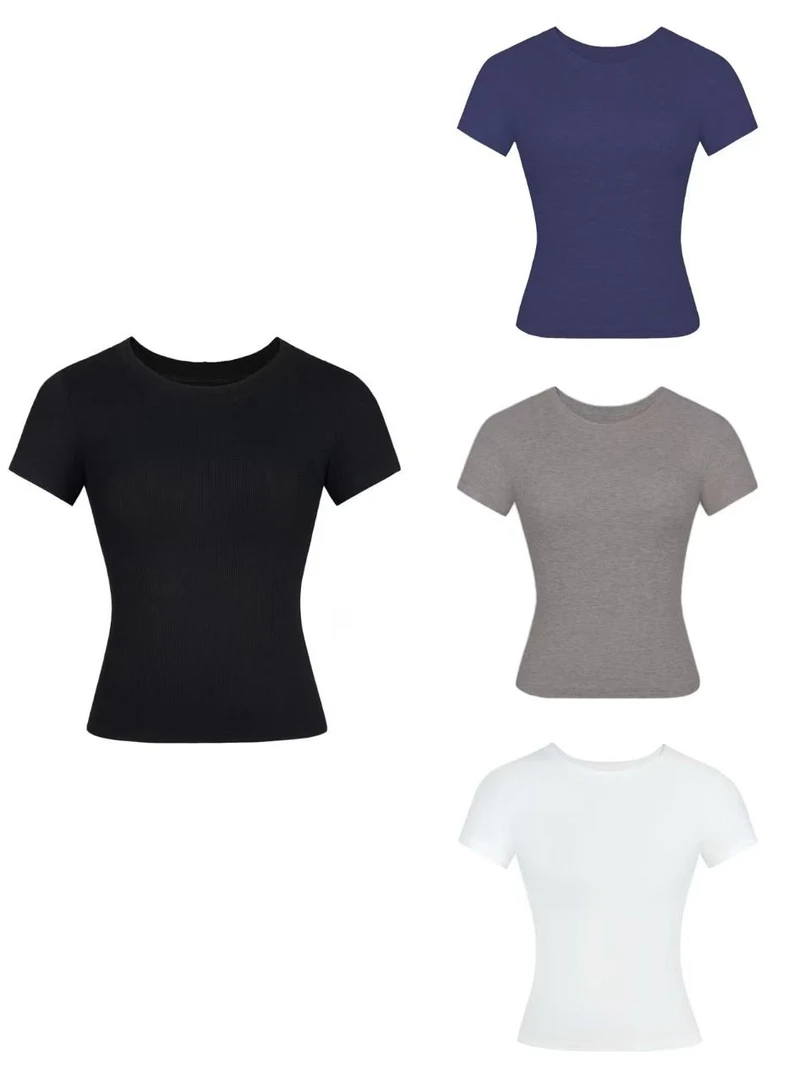 FNPN品牌(两件划算)25年卡戴珊风夏日纯色短袖T恤女