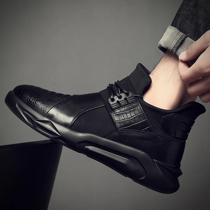 路易圣戈希英伦风高帮皮鞋男靴秋季运动休闲鞋男士百搭厚底皮靴