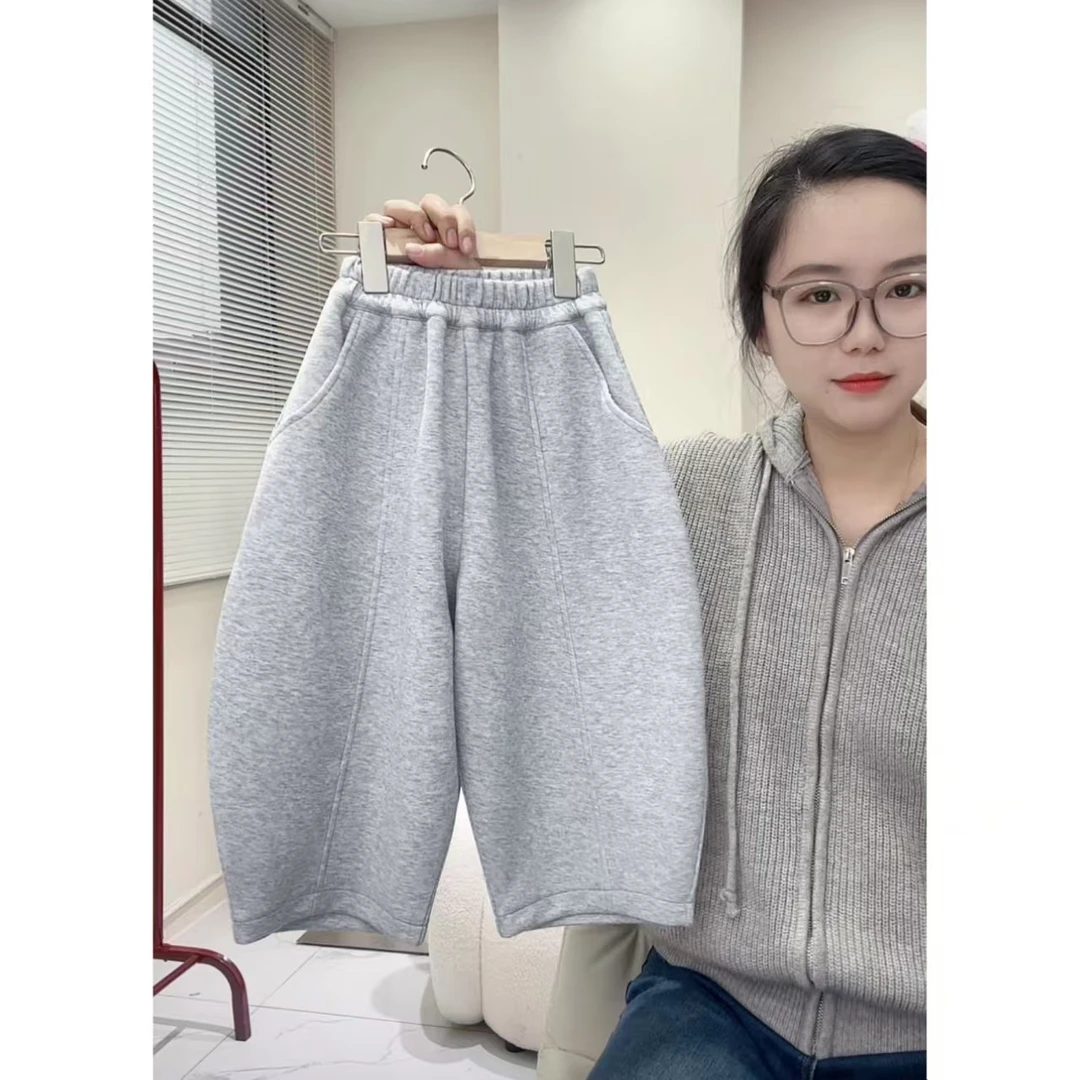 【自制】柠檬妈巨推裤型王者女童春款韩版棉质阔腿弯刀裤 251040