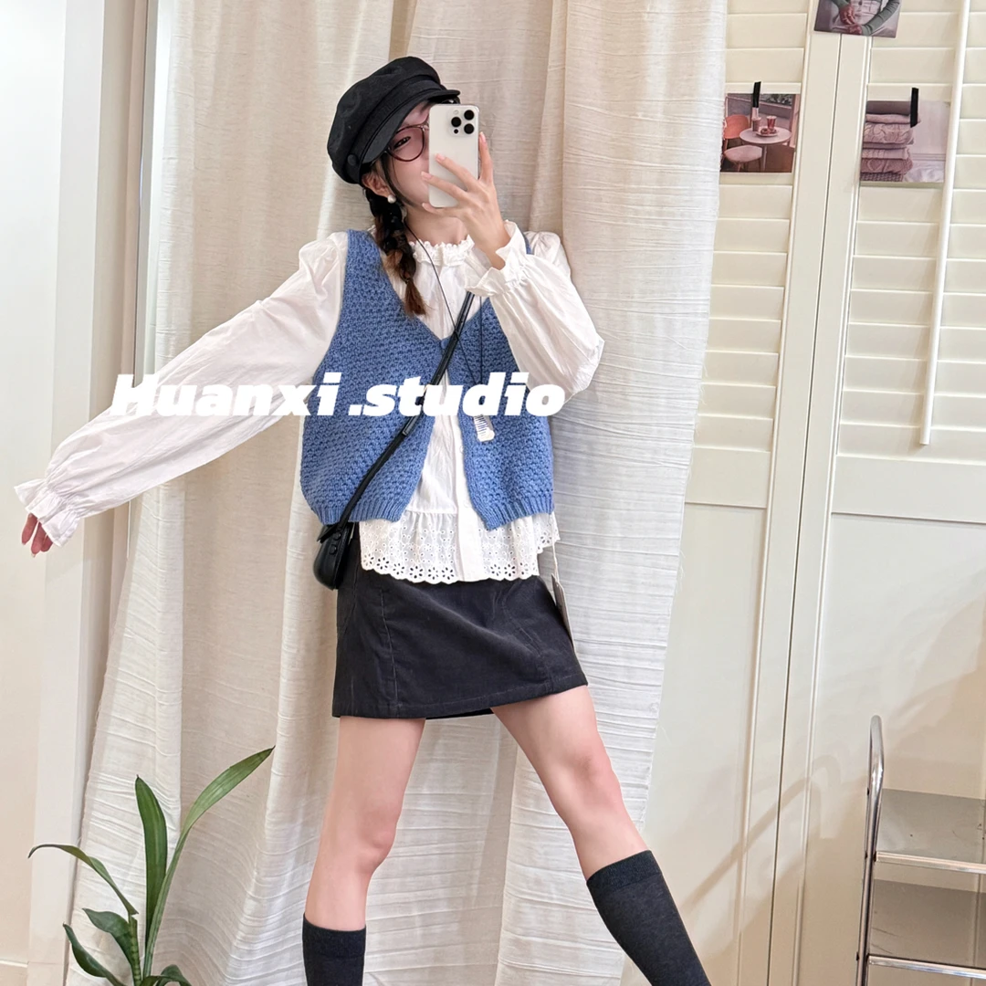 韩系慵懒风纯色薄款毛织吊带开衫上衣秋冬百搭显瘦