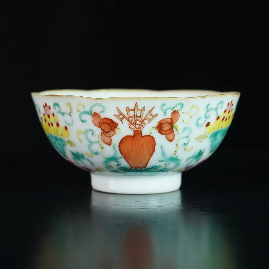 LABC250111007【十竹斋】清道光粉彩平生三级茶圆