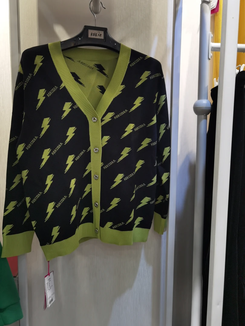 胖人坊果绿色开衫秋冬0426