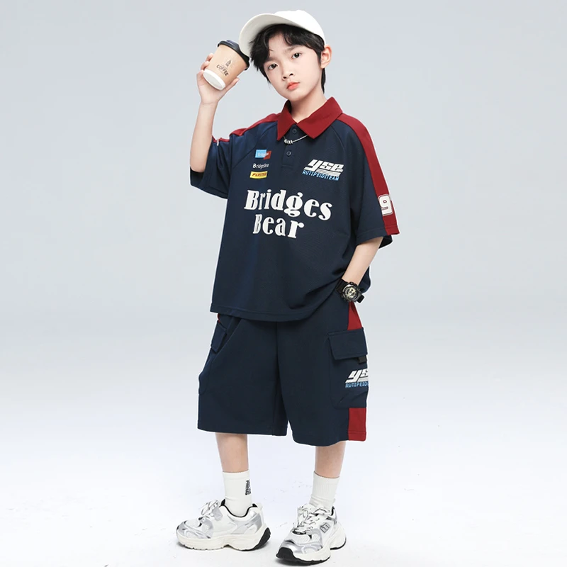 男童夏装短袖套装2025新款夏季男孩中大儿童POLO衫运动衣服洋气潮