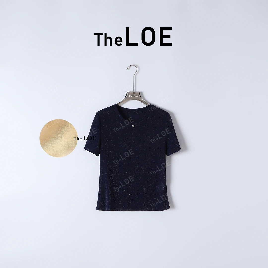 TheLOE/韩国冰冰银线 气质高定款进口丝线短袖#04.25T-G5236