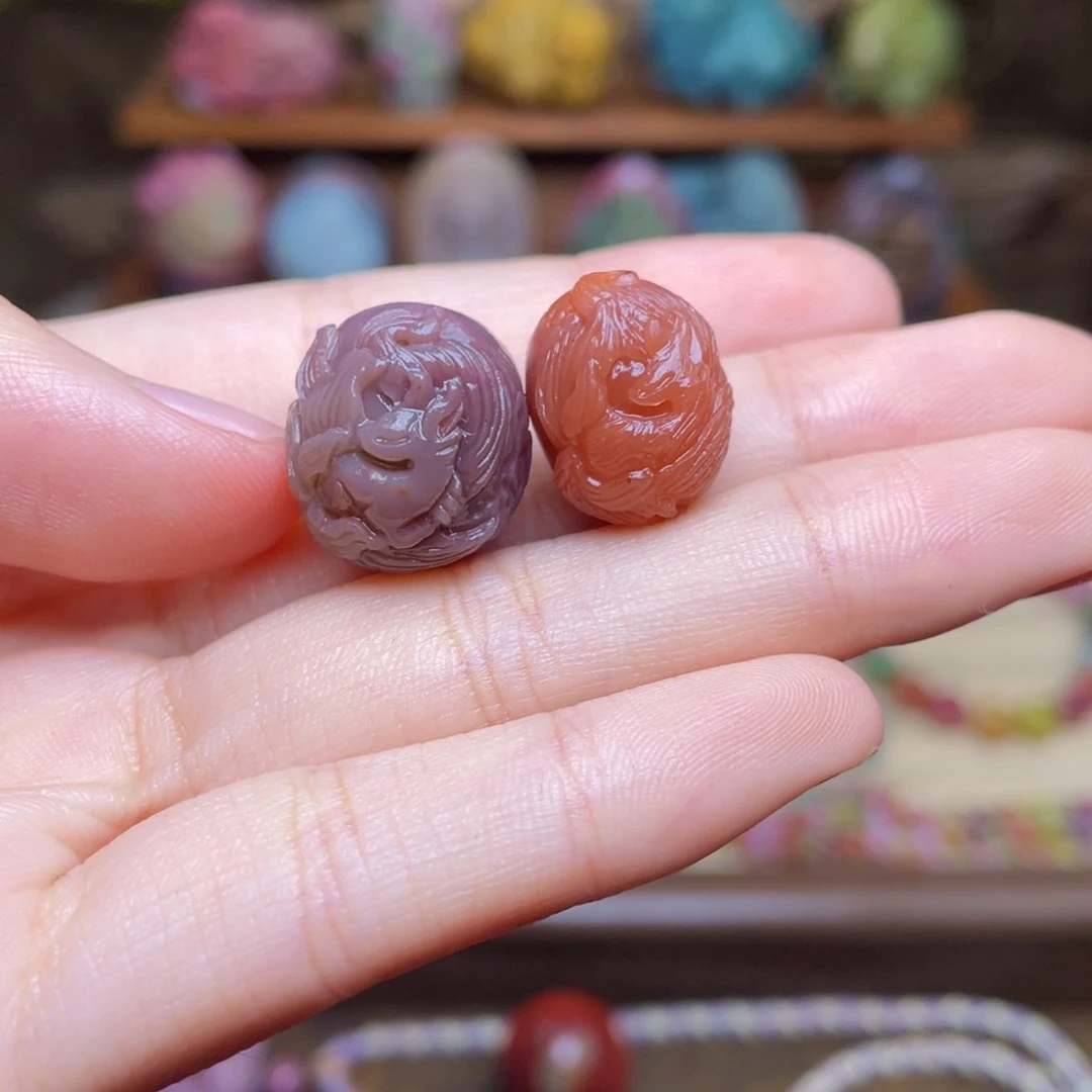 玛瑙/玉髓未镶嵌珠宝半成品盐源玛瑙九尾蛋蛋两个打包价