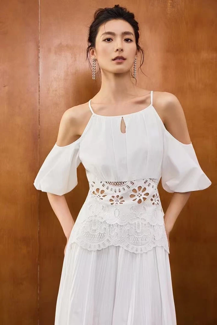 ES.南油原创法式轻奢重工镂空刺绣小上衣半身裙时尚套装夏季气质