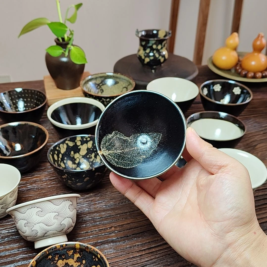 吉州窑原矿手工柴窑柴烧木叶盏
