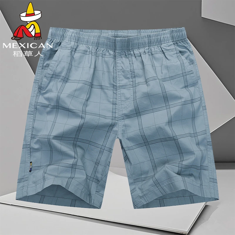 Mexican/稻草人沙滩短裤男款100%纯棉宽松运动裤衩外穿休闲五分裤