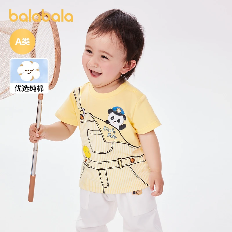 巴拉巴拉婴儿t恤宝宝上衣男童衣服儿童短袖夏装趣味印花活泼可爱